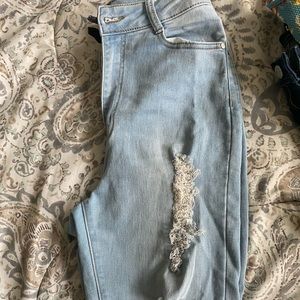 Tall high waisted distressed curve jeans